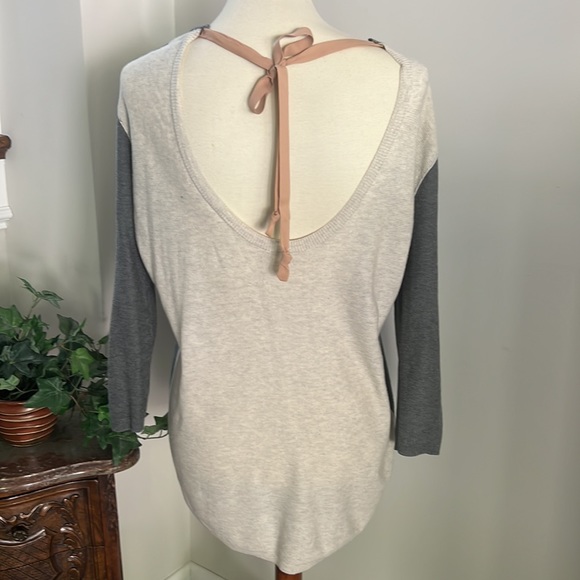 Aritzia Babaton Silk/Cotton/Cashmere Blend Sweater Tie Back 3/4 Sleeve - Picture 6 of 13